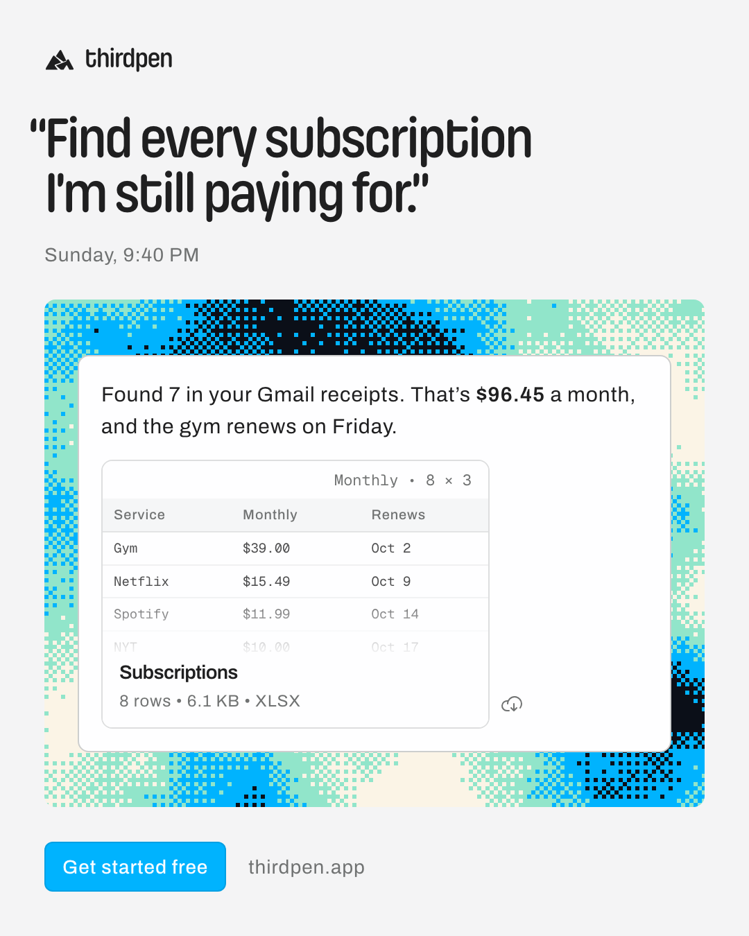 “Find every subscription I’m still paying for.”